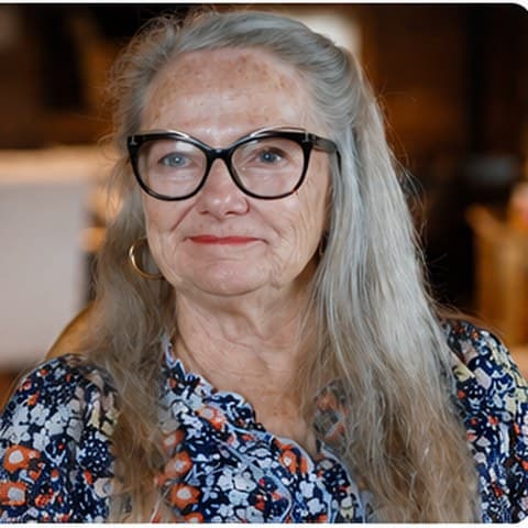 Lanette Freitag, inventor of the FeltLOOM and wool mill owner, on her mill floor.